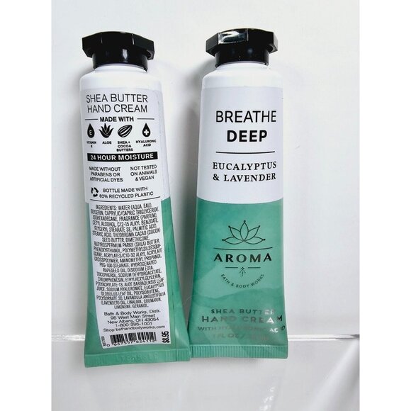 2 BREATH DEEP Eucalyptus Lavender Bath Body Works Aroma Hand Cream 1oz Each NEW - Picture 4 of 6